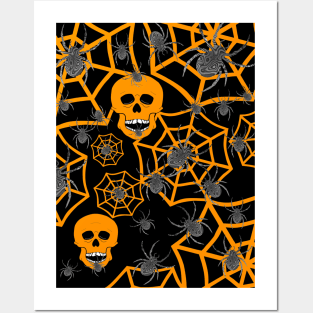 Halloween Orange Skull Posters and Art